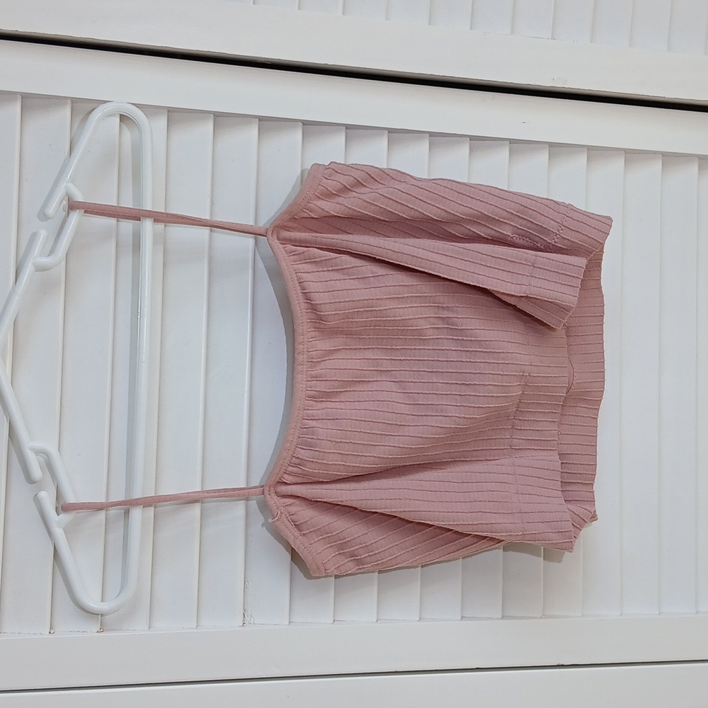 Mud pink ribbed spaghetti top